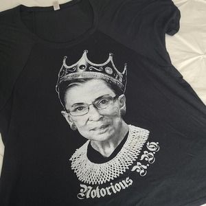 Notorious RBG T-Shirt Black Short Sleeve 2X Ruth Bader Ginsburg Liberal Democrat